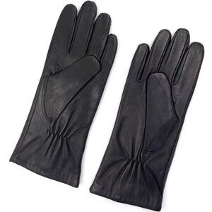 New Luxury Italian Soft Genuine Leather Gloves Cashmere Lined Black for Women